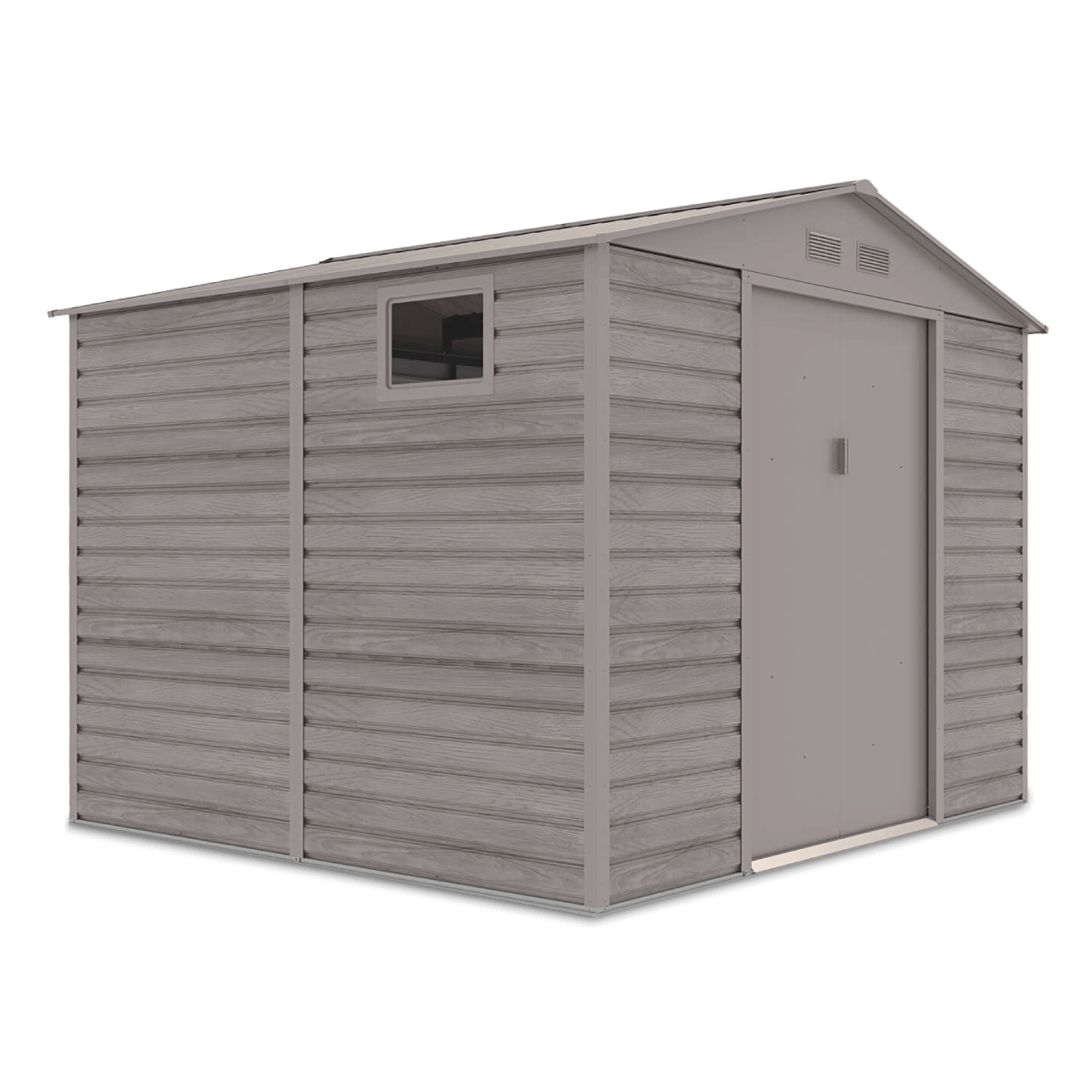 Szopa ogrodowa MONTREAL 277x259 cm Light Wood nowoczesna metalowa z oknami, pojemna na narzędzia, ogrodowy Hardmaister domek narzędziowy