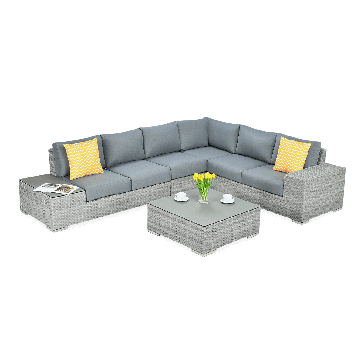 Zestaw mebli FOCUS GARDEN MALAGA AVOCADO STONE, szary, 5 elementów