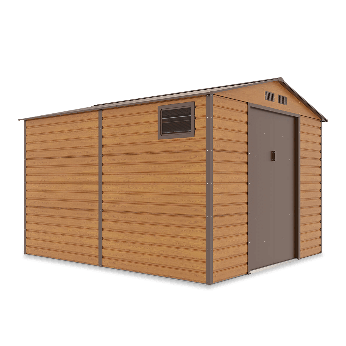 Domek Narzędziowy 277x323cm wentylacja MONTREAL Oak Brown gospodarczy, nowoczesny z oknami, na rower, na narzędzia, pojemny Szopa Ogrodowa Hardmaister
