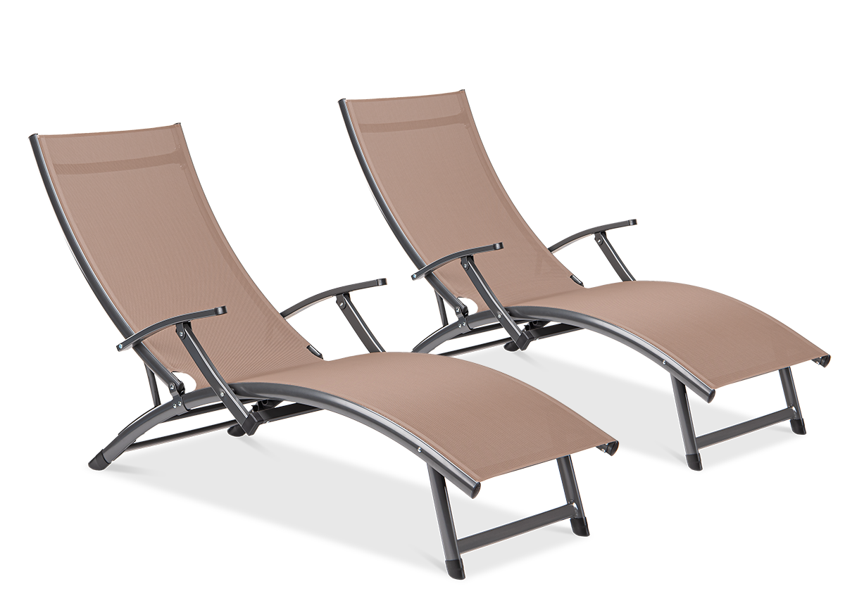 2X Leżak Ogrodowy Aluminiowy Relax Taupe