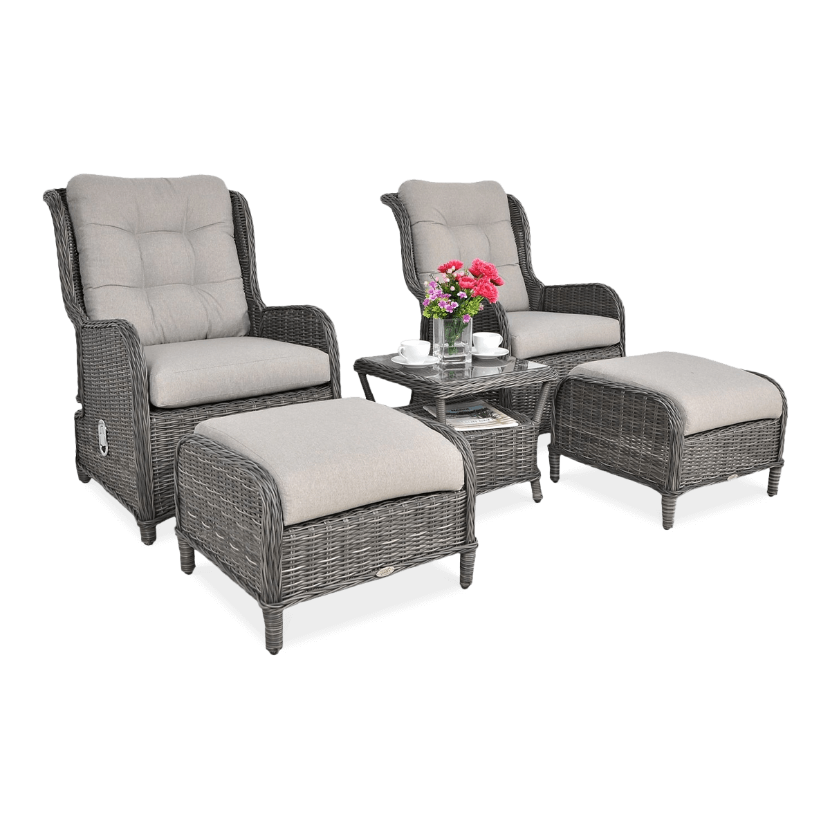 Zestaw mebli ogrodowych FOCUS GARDEN Sienna Duo Premium Dark Grey, szary, 5-elementowy