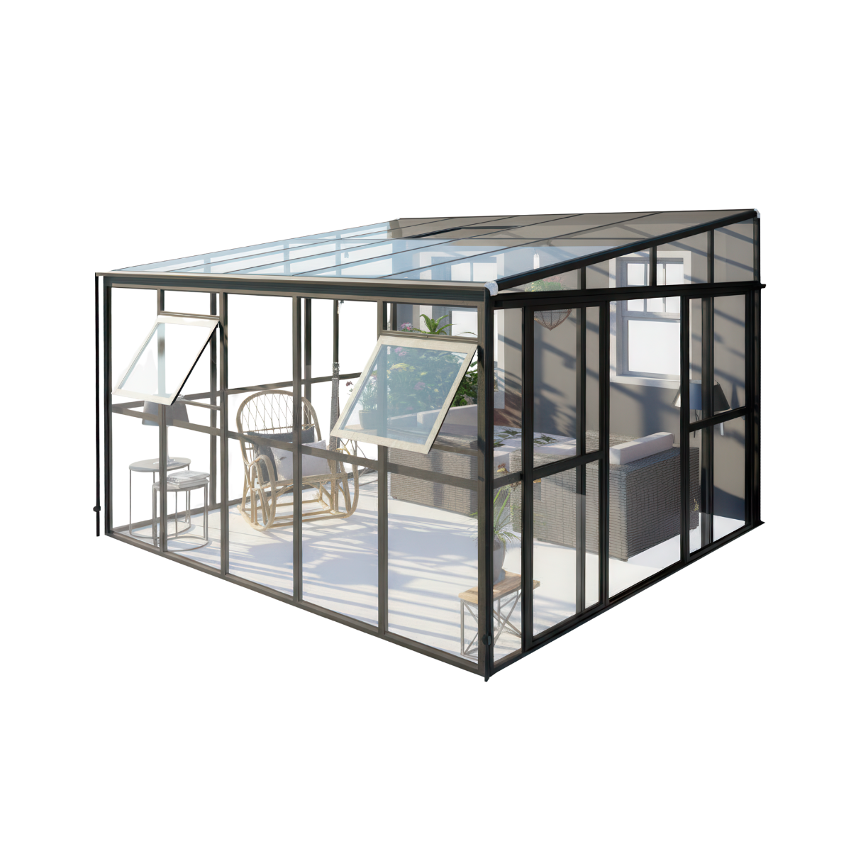 Oranżeria SOHO Black 364x290cm Solid PC + Glass - Gutroof