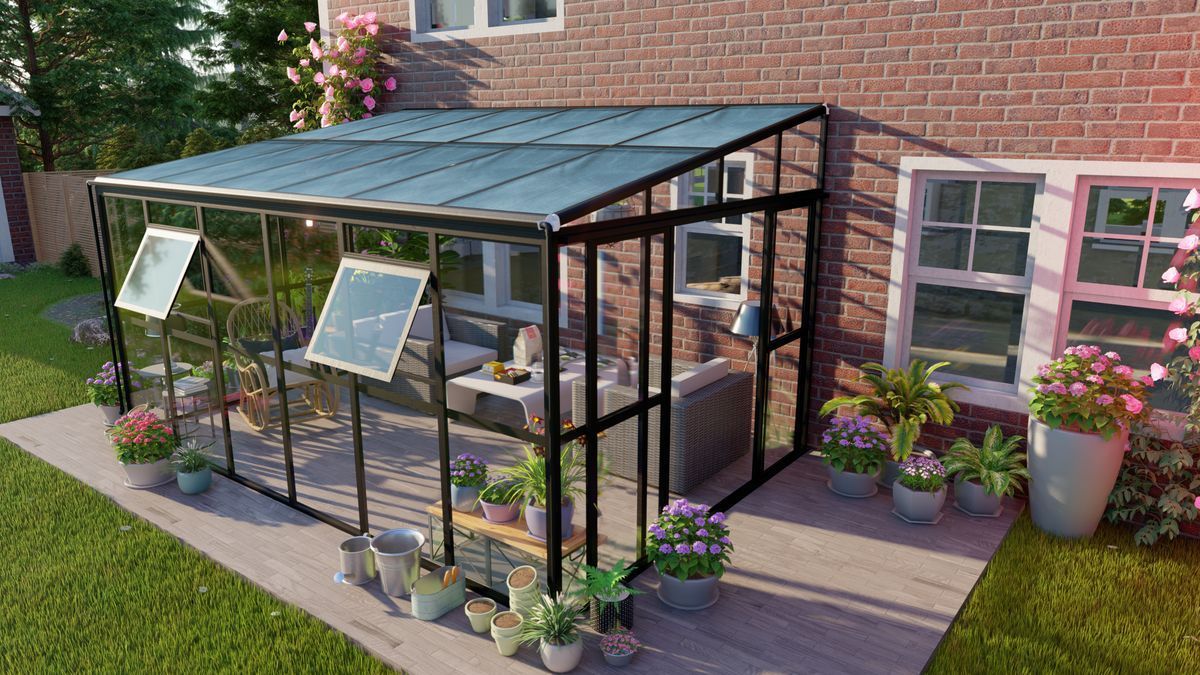 Oranżeria SOHO Black 434x290cm PC + Glass - Gutroof