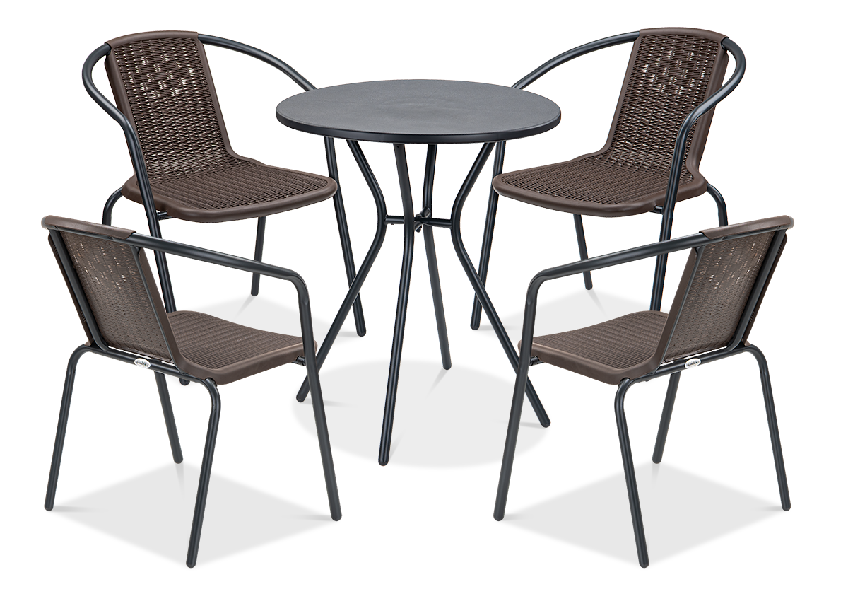 Zestaw Mebli Balkonowych Simple 4x Krzesła + Stolik 60cm na Taras Balkon