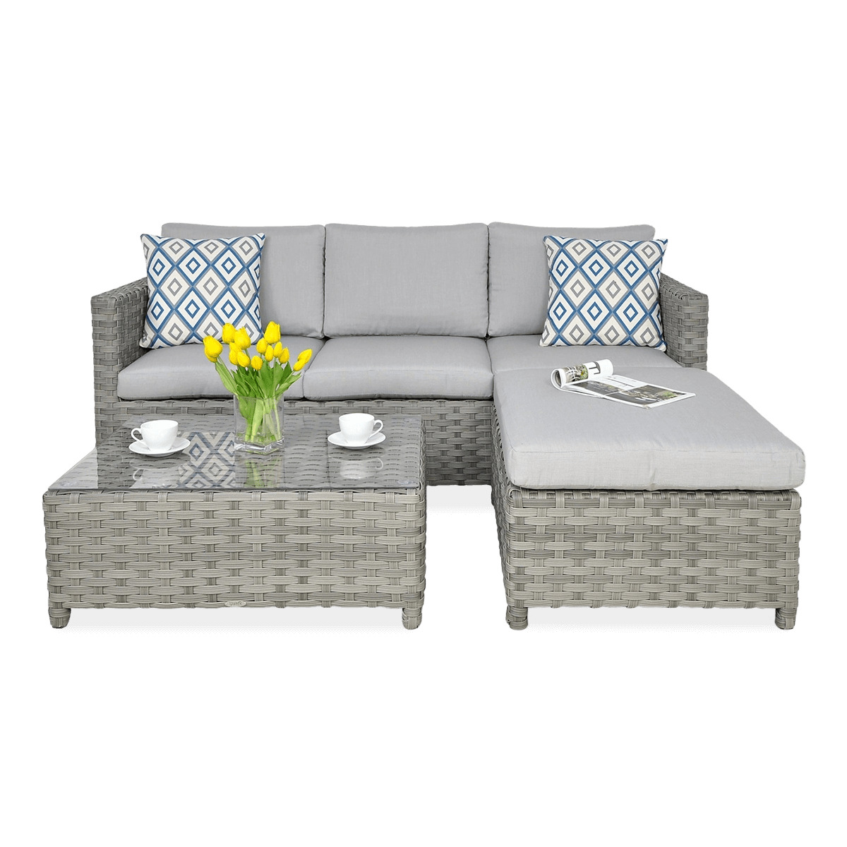 Zestaw Mebli Ogrodowych Rattanowych Narożnik