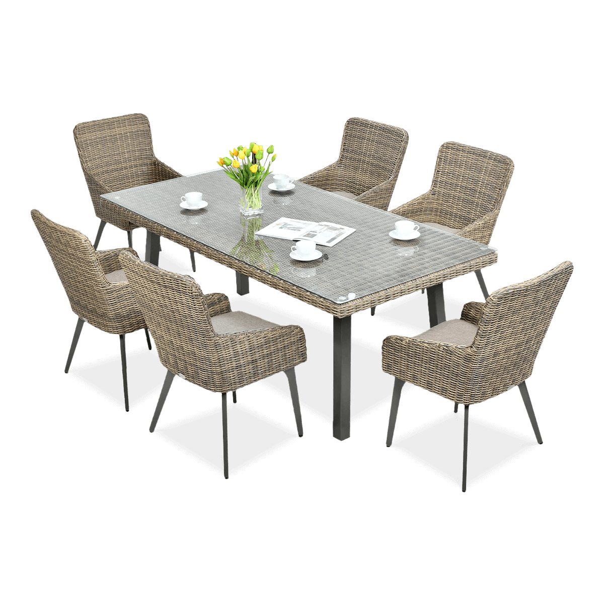 Zestaw MEBLI Ogrodowych Jadalnianych Technorattan MILANO STÓŁ 200cm Krzesło