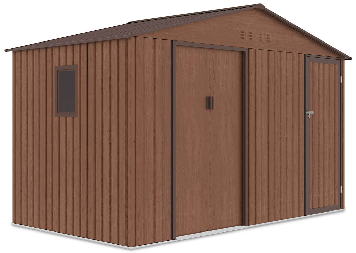 Szopa narzędziowa FALCON 340x194cm Walnut, stalowa, z podwójnymi drzwiami, wentylowana, magazyn na narzędzia i rowery ogrodowe Hardmaister