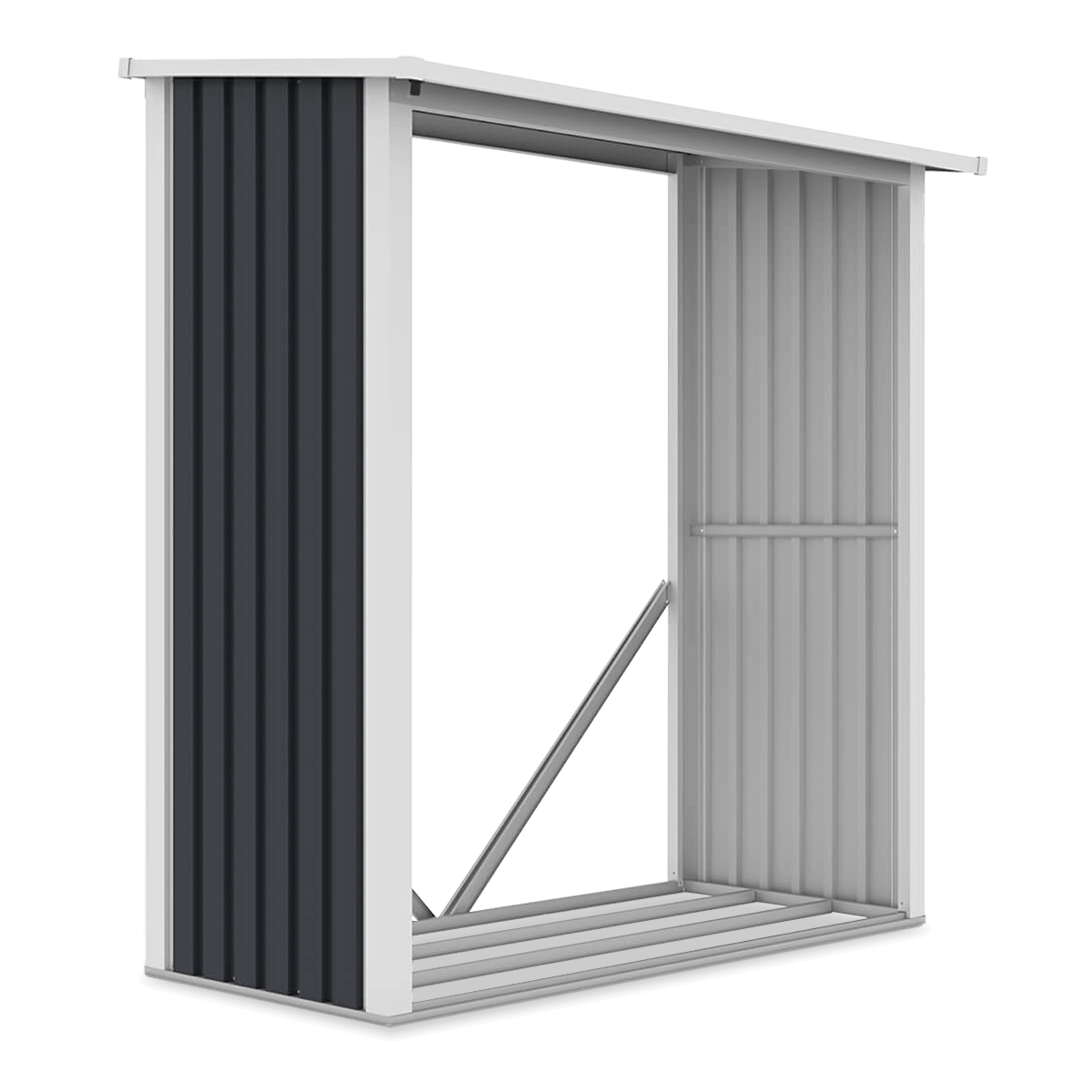 Drewutnia ogrodowa DENVER 182x89cm Cold Grey, stalowa konstrukcja, odporna na pogodę, idealna do przechowywania drewna opałowego Hardmaister