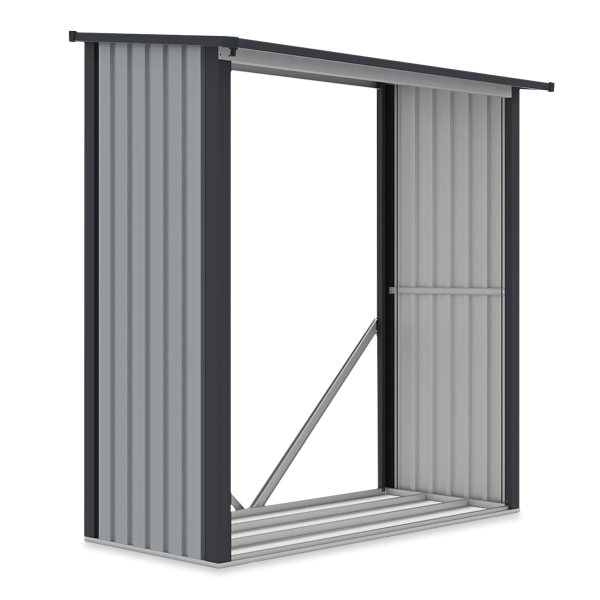 Drewutnia ogrodowa DENVER 182x89cm Light Grey, metalowa, z jednospadowym dachem, chroniona przed korozją, praktyczny schowek na drewno Hardmaister