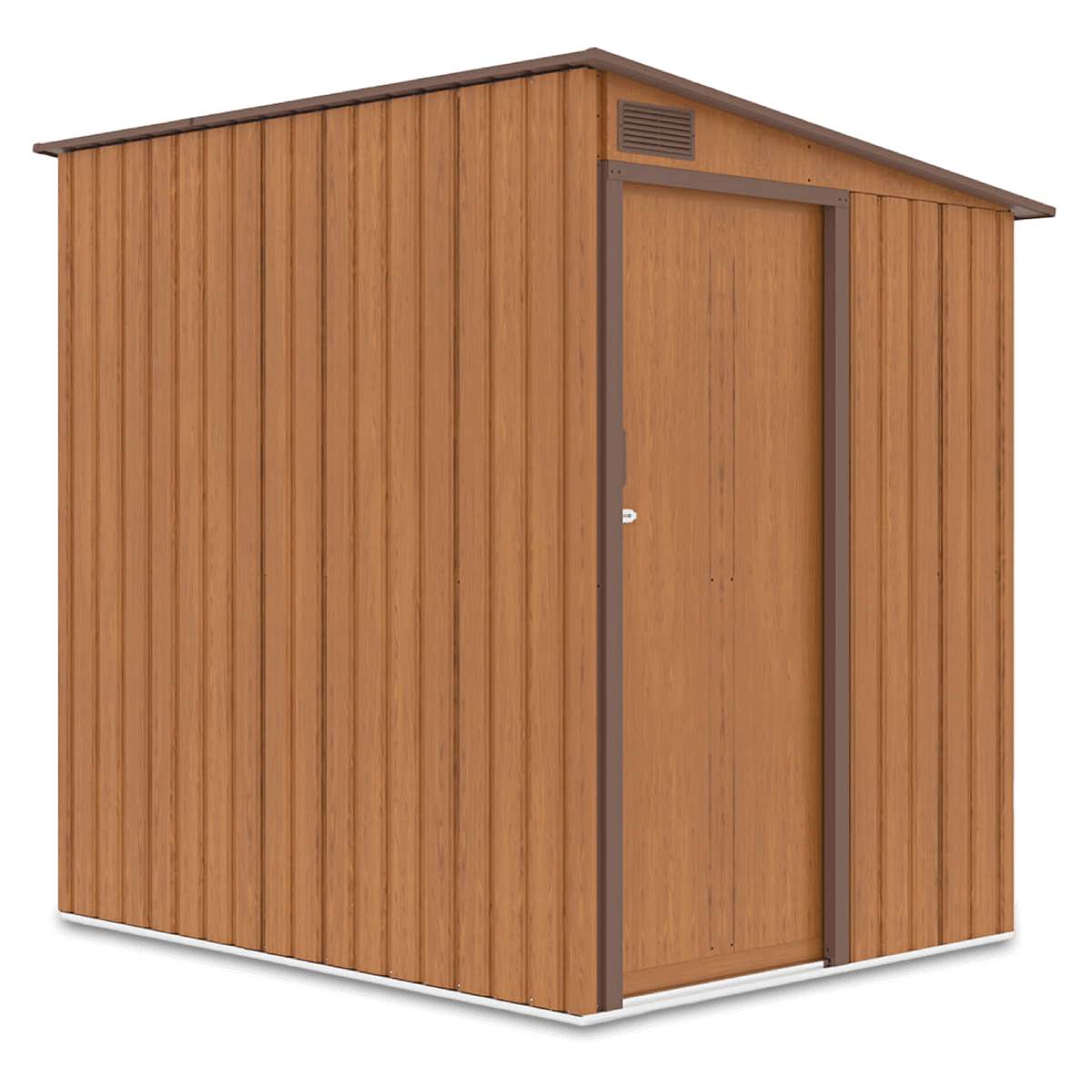 Domek narzędziowy JASPER 150x194cm Oak Brown, metalowy, z pojedynczymi drzwiami, wentylowany, idealny schowek na sprzęt ogrodowy Hardmaister