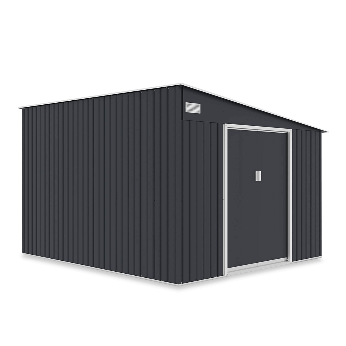 Domek narzędziowy JASPER 279x321cm Cold Grey, metalowy, z podwójnymi drzwiami, wentylowany, schowek na narzędzia, rowery i sprzęt ogrodowy Hardmaister