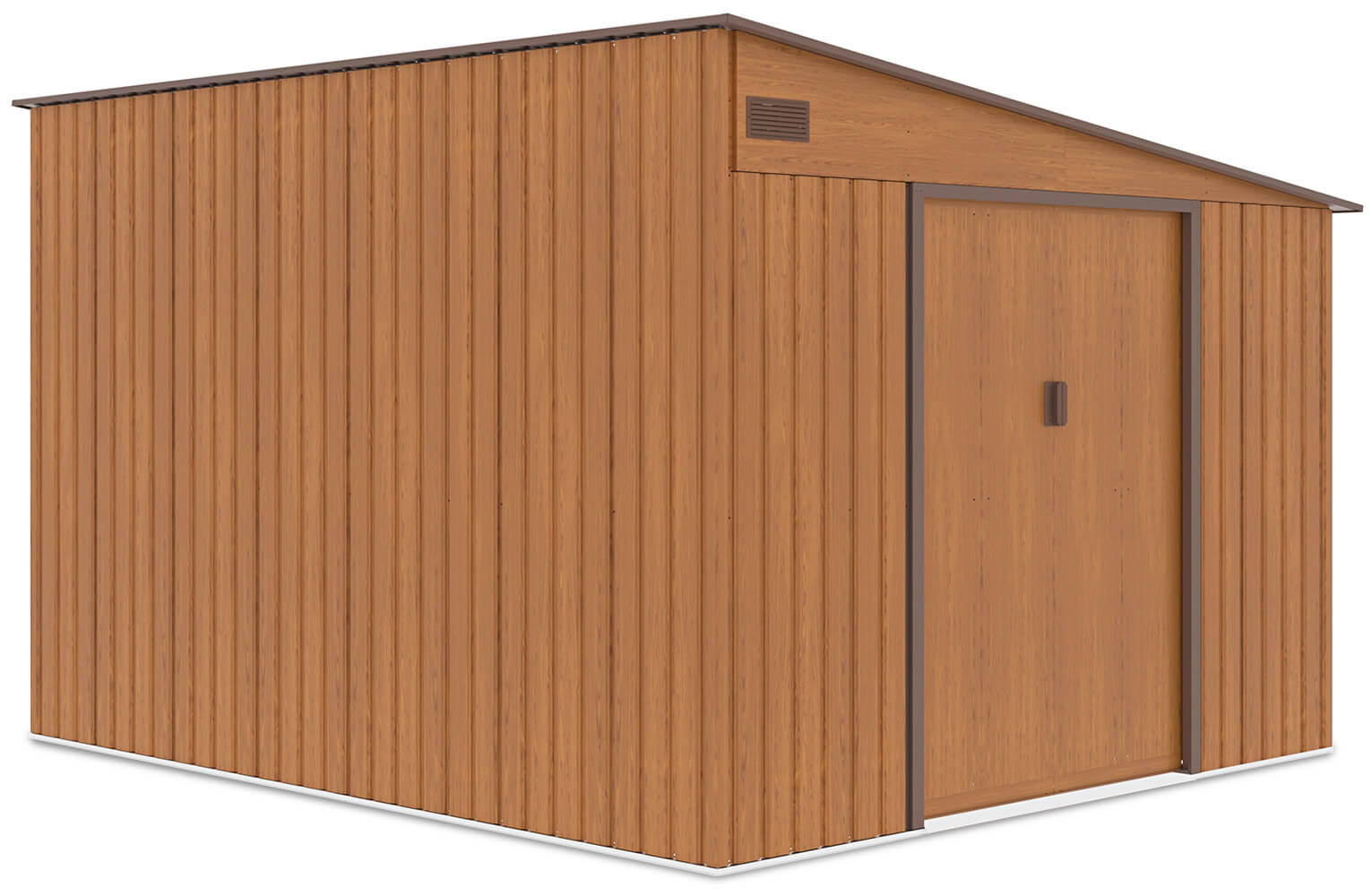 Domek narzędziowy JASPER 279x321cm Oak Brown, metalowy, z podwójnymi drzwiami, wentylowany, schowek na sprzęt ogrodowy i narzędzia Hardmaister