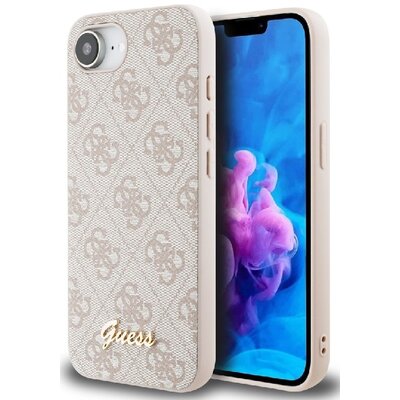 Guess Etui Script 4G Logo do MagSafe do iPhone 16e, różowe