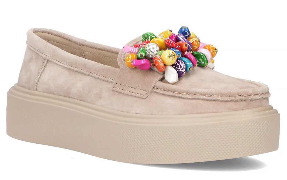 Skórzane półbuty damskie Filippo DP6765/25 BE beż