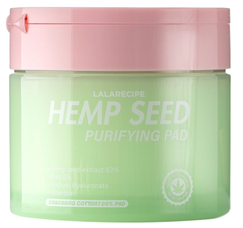 LalaRecipe Hemp Seed Purifying Pad, Płatki do twarzy o działaniu łagodzącym, 70sztuk