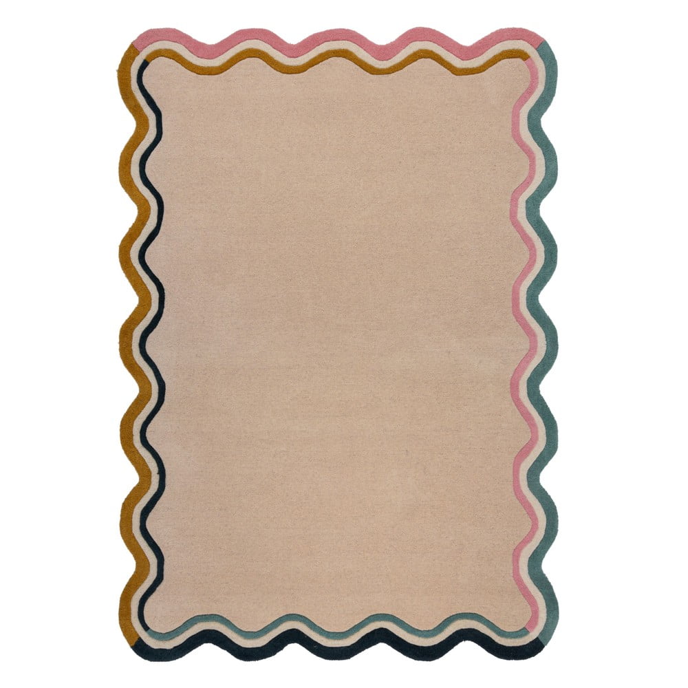 Kremowy wełniany dywan tkany ręcznie 200x290 cm Leo Scallop – Flair Rugs