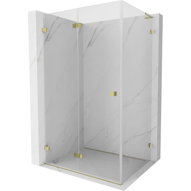 Mexen Lunar-F L kabina prysznicowa składana lewa 90 x 80 cm, transparent, złota - 836L-090-080-50-00-L