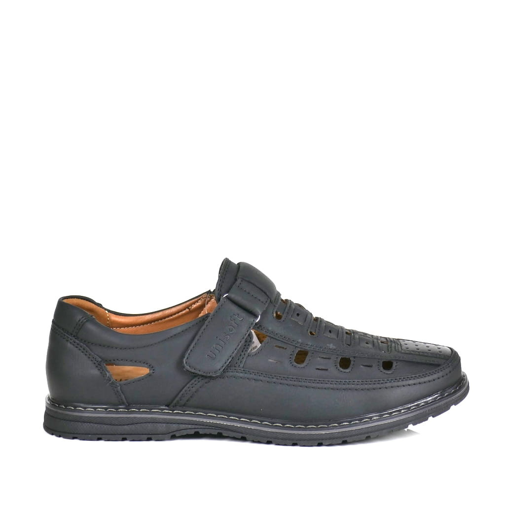 MĘSKIE PÓŁBUTY AŻUROWE NA RZEP UNISOFT 8210 CZARNE