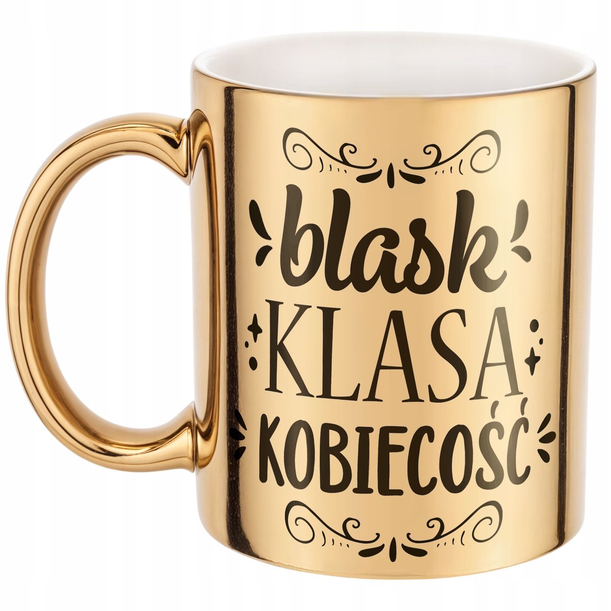 Złoty Kubek na prezent Dzień Kobiet Blask Klasa Kobiecość Prezent