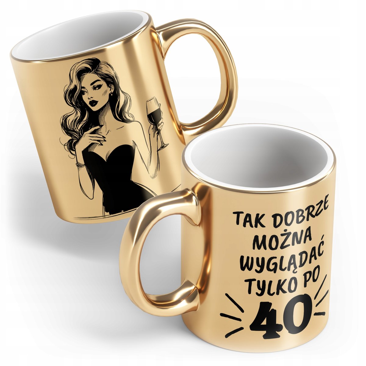 Kubek Złoty ceramiczny 330 ml Tak dobrze można wyglądać Po 40 Na Urodziny