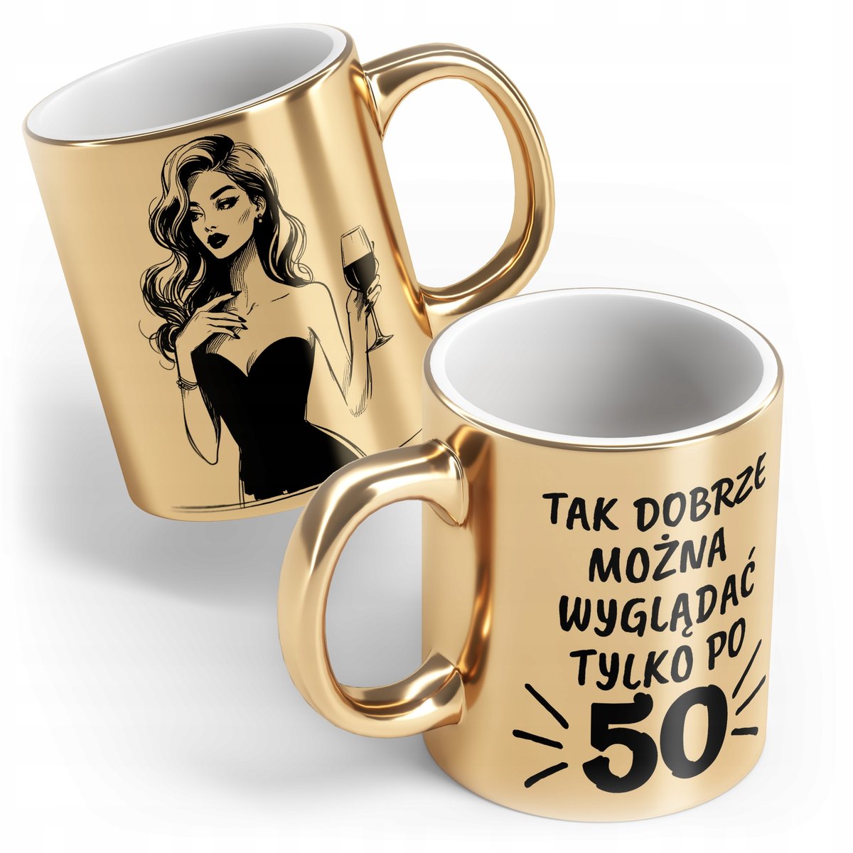 Kubek Złoty ceramiczny 330 ml Tak dobrze można wyglądać Po 50 Na Urodziny