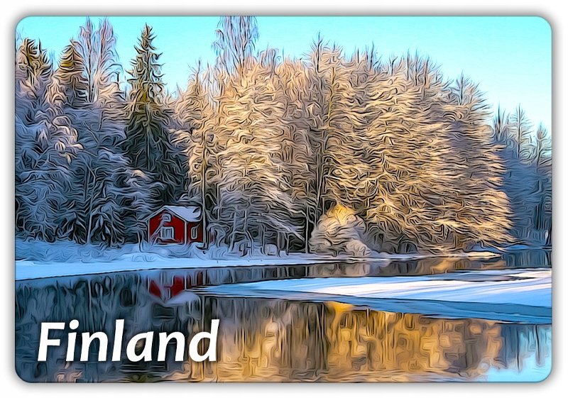 FINLANDIA - Krajobraz zimowy - Magnes na lodówkę