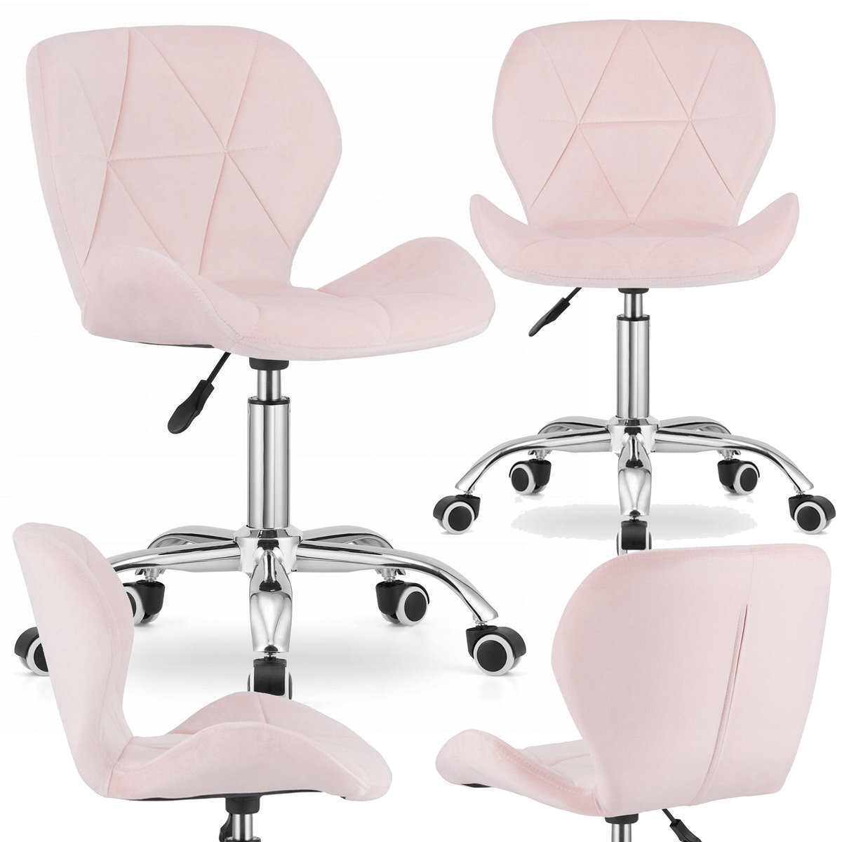 Krzesło obrotowe RIVELLO VELVET LIGHT PINK