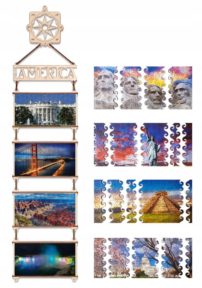 DREWNIANE PUZZLE 3D AMERYKA PÓŁNOCNA ZESTAW DO ZŁOŻENIA DIY