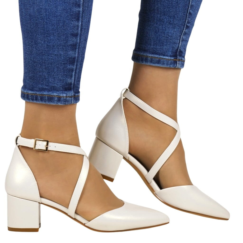 CZÓŁENKA NA NISKIM OBCASIE SERGIO LEONE 830 PERŁOWE