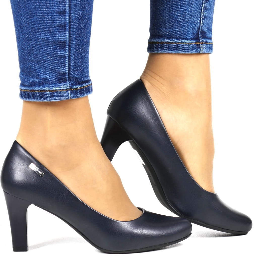 CZÓŁENKA NA SŁUPKU SZPILKI SERGIO LEONE 1459 GRANATOWE MATOWE