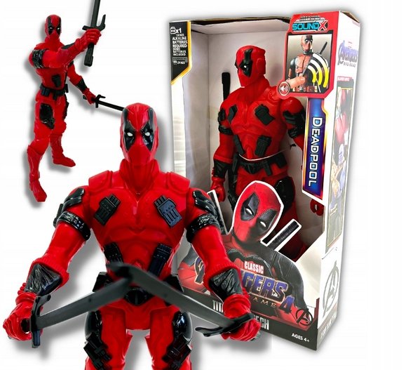 DEADPOOL Figurka Duża Avengers 30cm Led Światło Dźwięk + Baterie