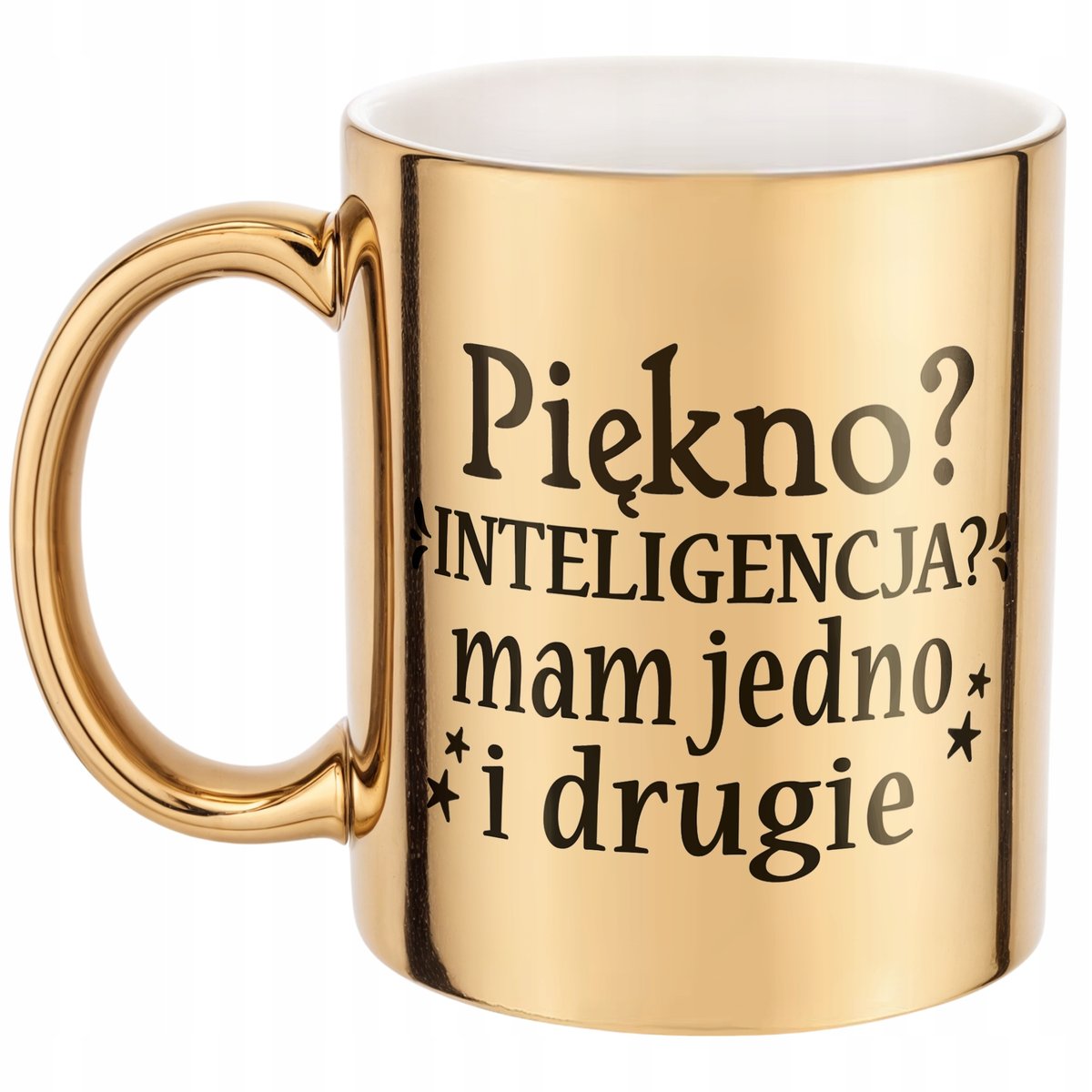 Złoty kubek na prezent Dzień Kobiet Piękno Inteligencja Prezent
