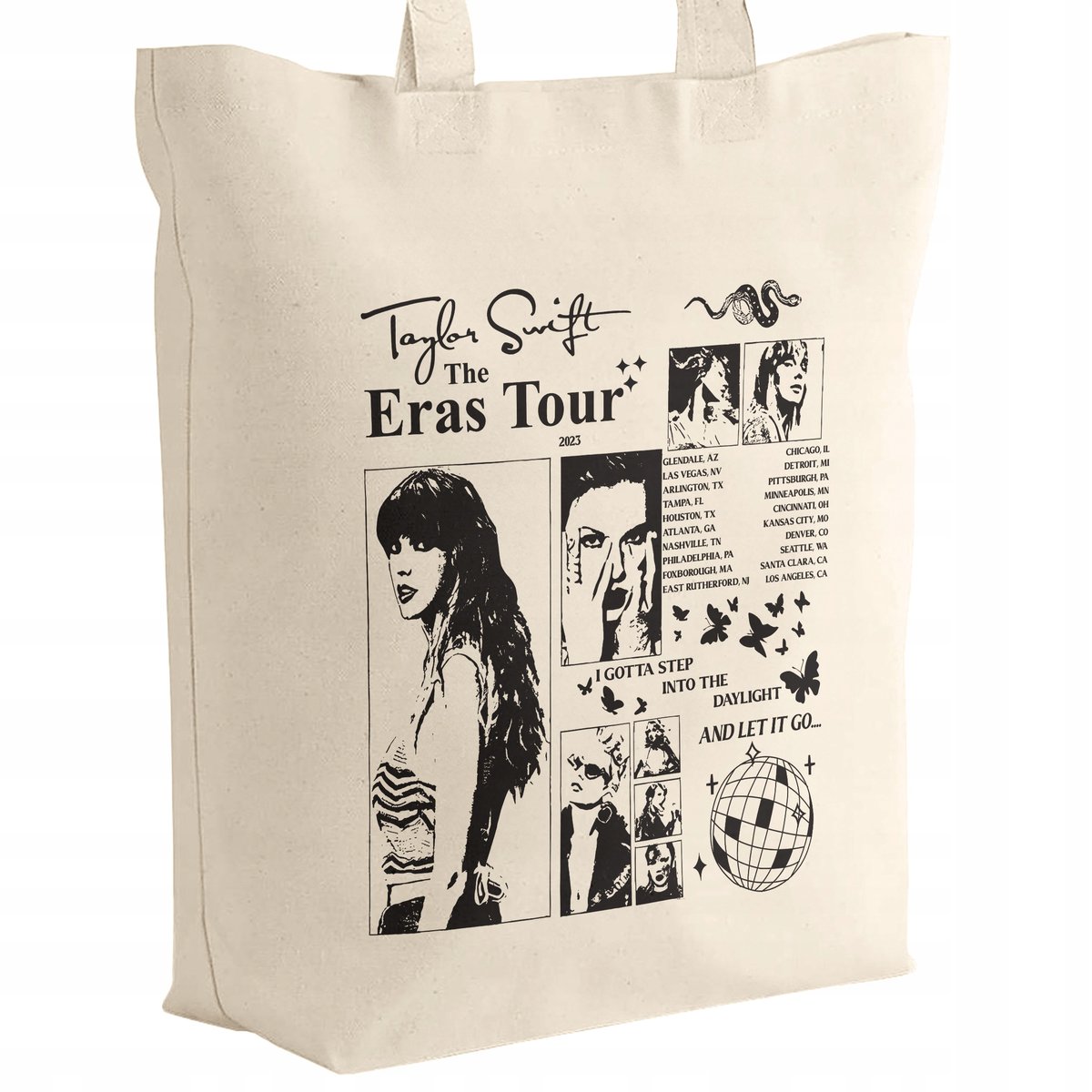 Torba bawełniana z dnem na zakupy 42x38x10 Taylor Swift The Eras Tour