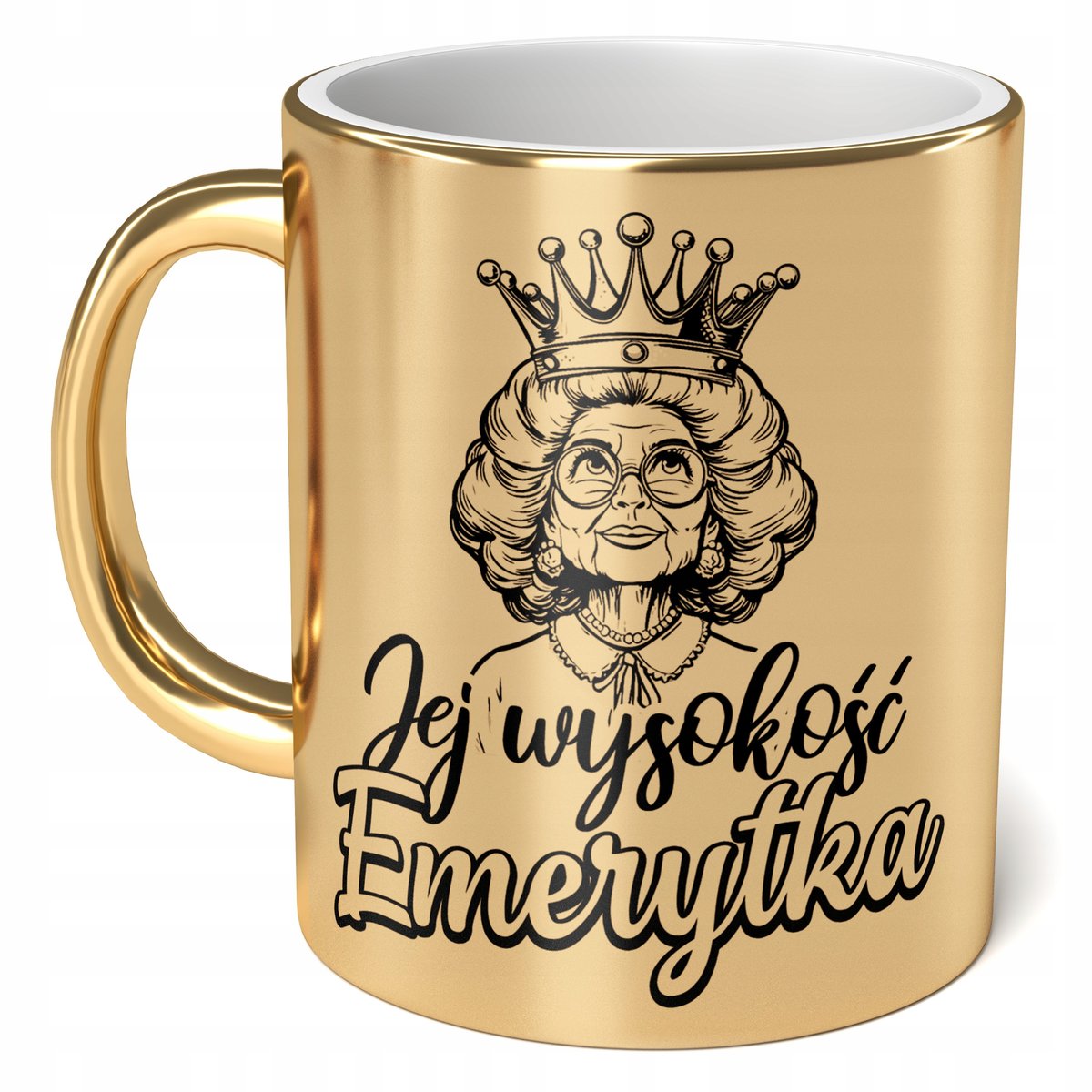 Kubek Złoty ceramiczny 330 ml Dla Emerytki Z Okazji Emerytury Prezent