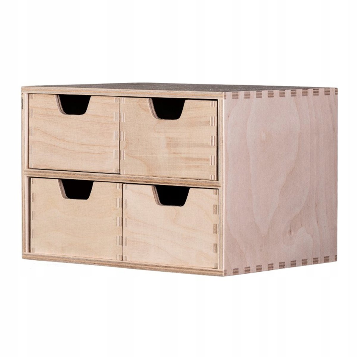 Mini komoda Organizer na biurko Pudełko drewniane z przegródkami 4 szuflady