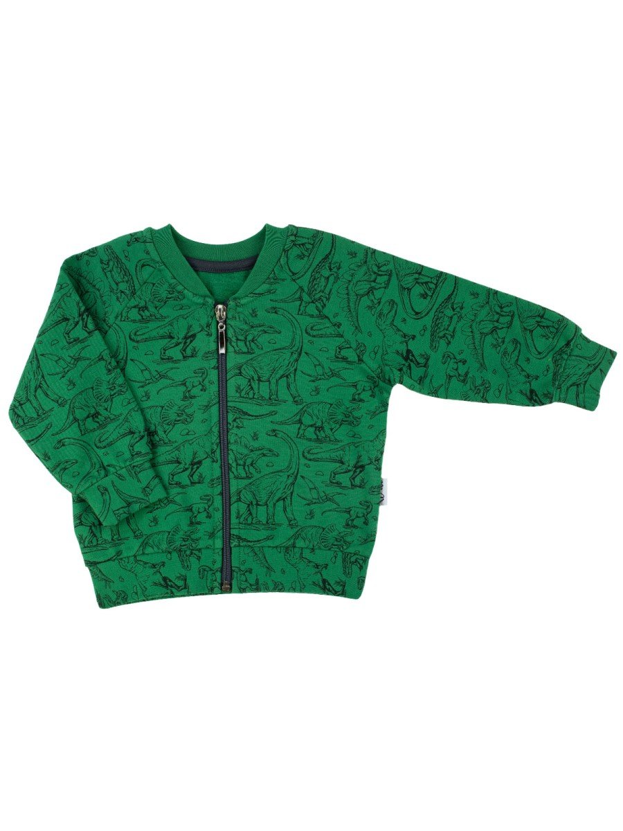 Chłopięca bluza dresowa rozpinana dinozaur zielona Nicol,r.110