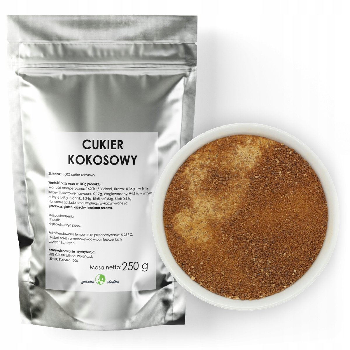 Cukier Kokosowy Zdrowy Zamiennik Cukru 250G