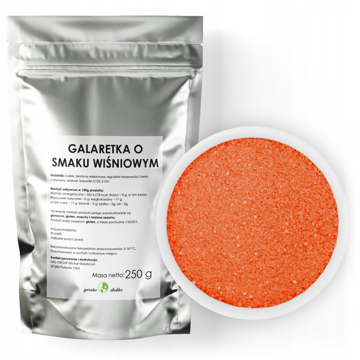 Galaretka O Smaku Wiśniowym W Proszku 250G