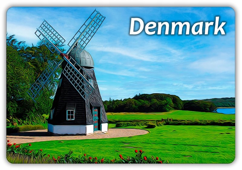 DANIA - Wiatrak - Park - Krajobraz - Magnes na lodówkę