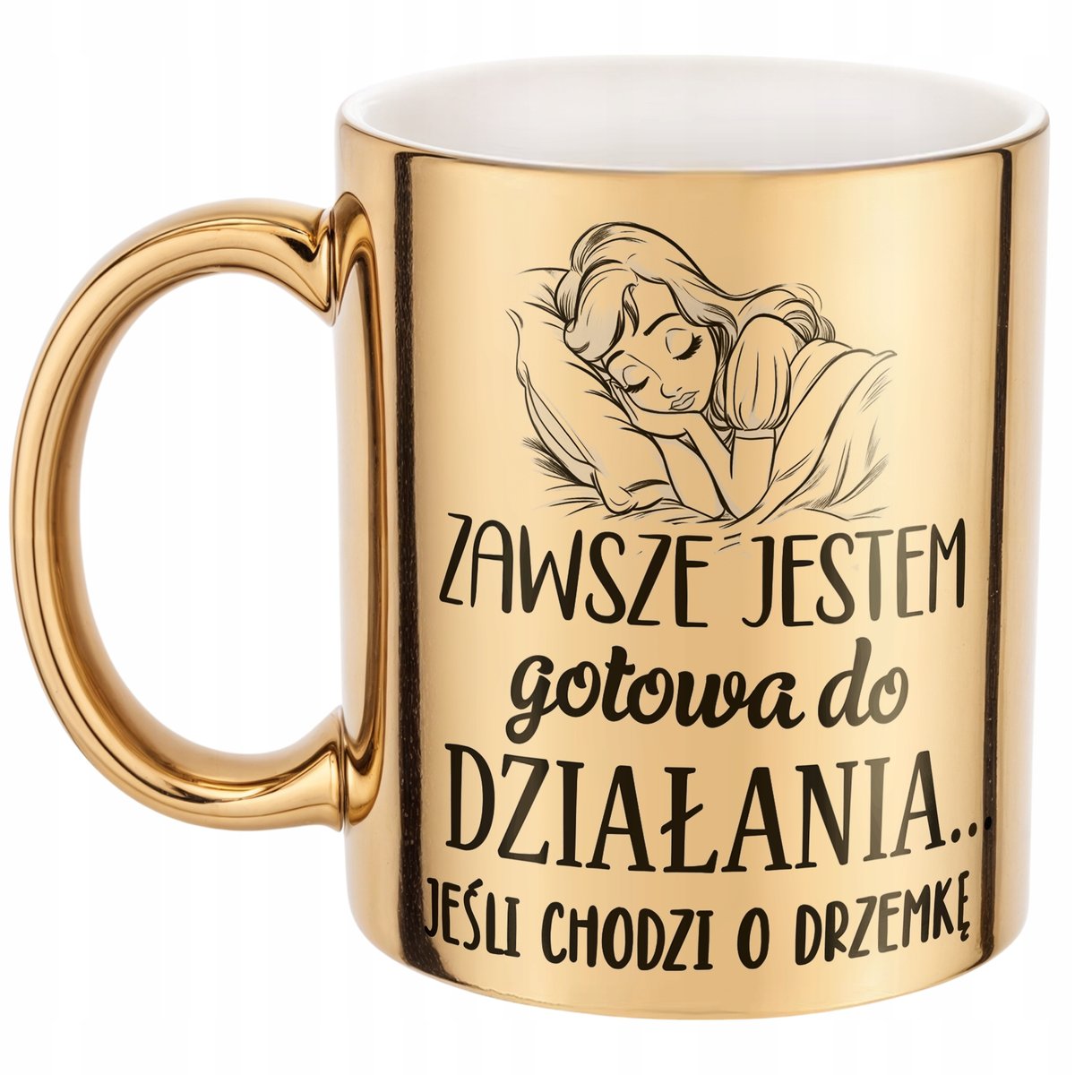 Złoty Kubek na prezent Dzień Kobiet Gotowa Do Działania Prezent