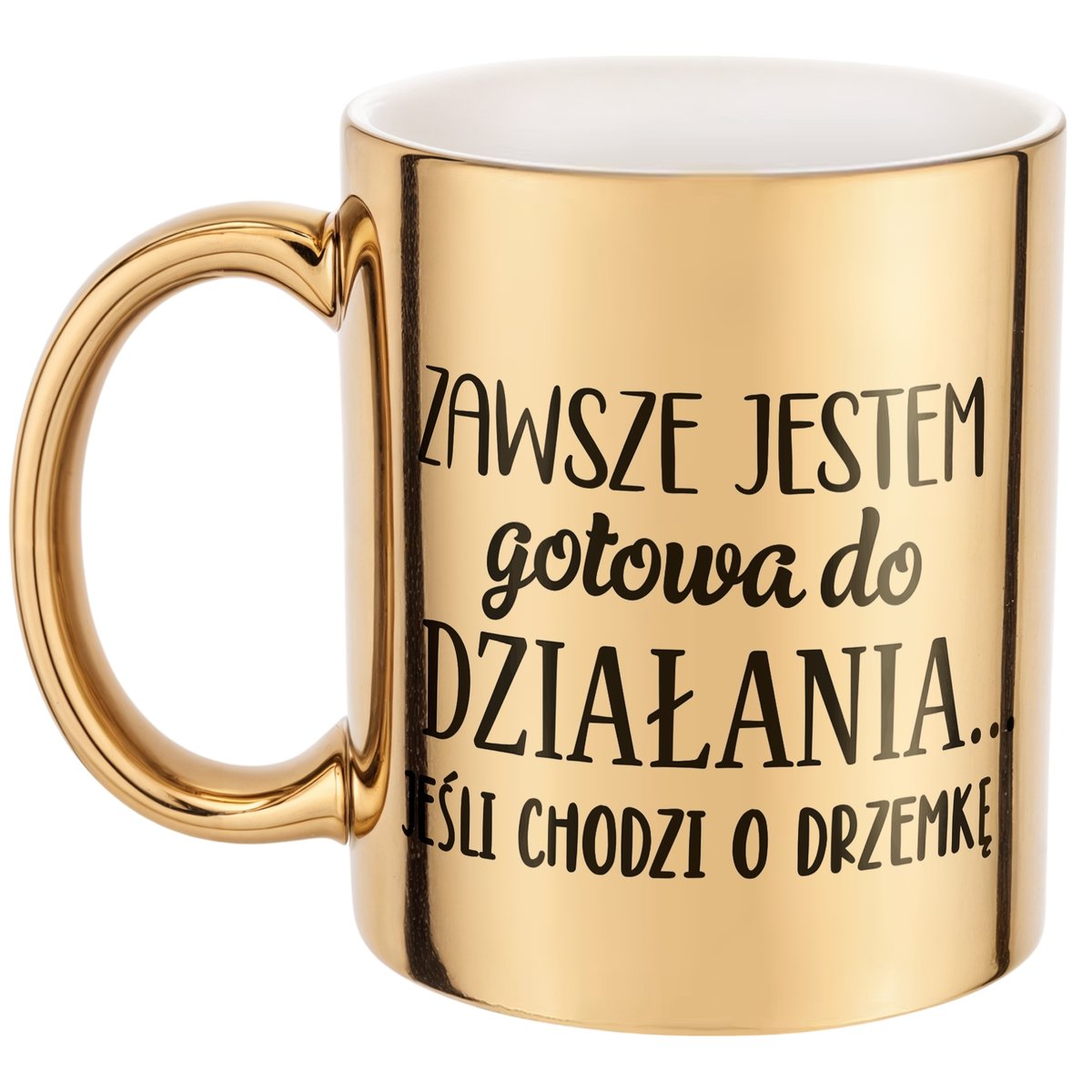 Złoty Kubek na prezent Dzień Kobiet Gotowa Do Działania Prezent