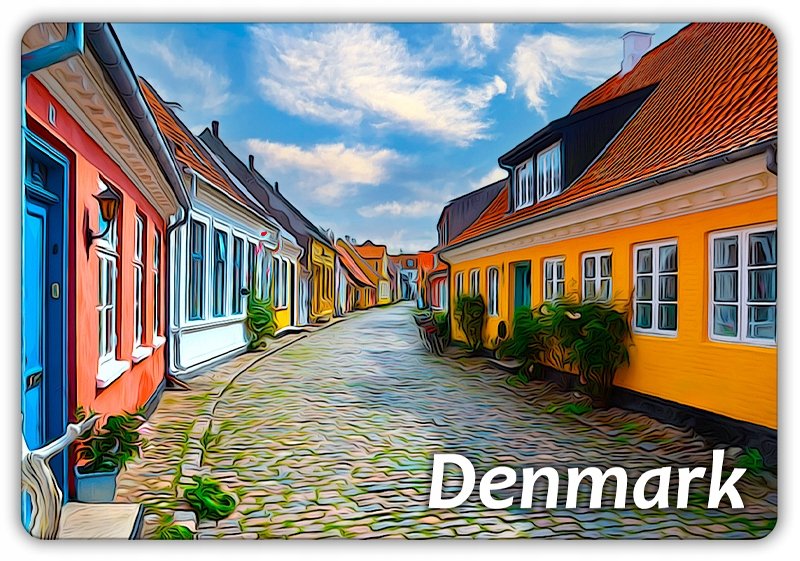 DANIA - Domki - Uliczka - Kamienice - Magnes na lodówkę