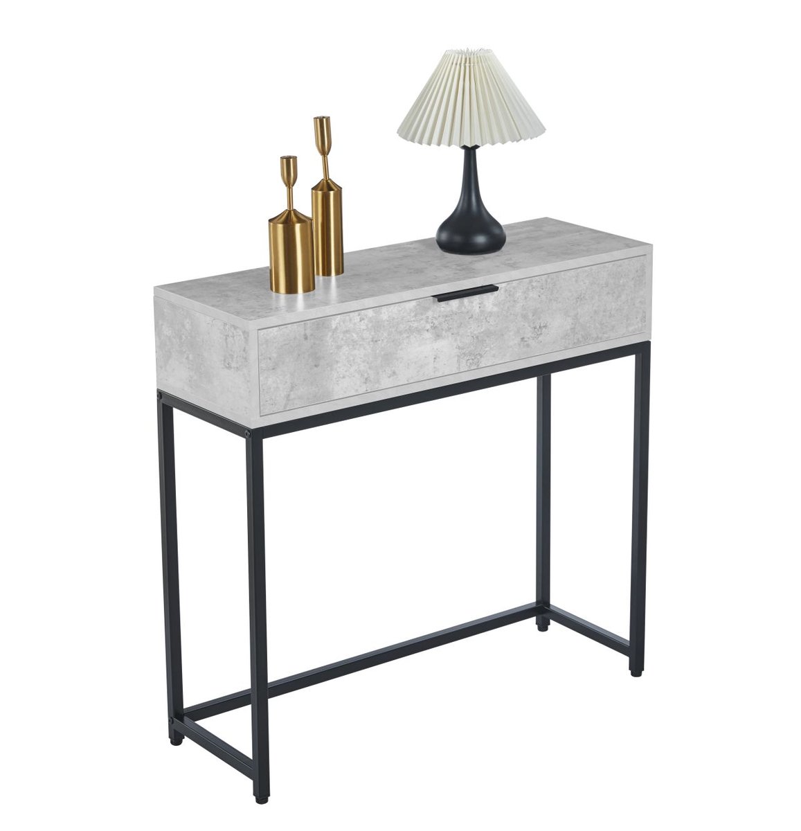 Konsola OMEGA z kolorze betonu z czarnymi elementami