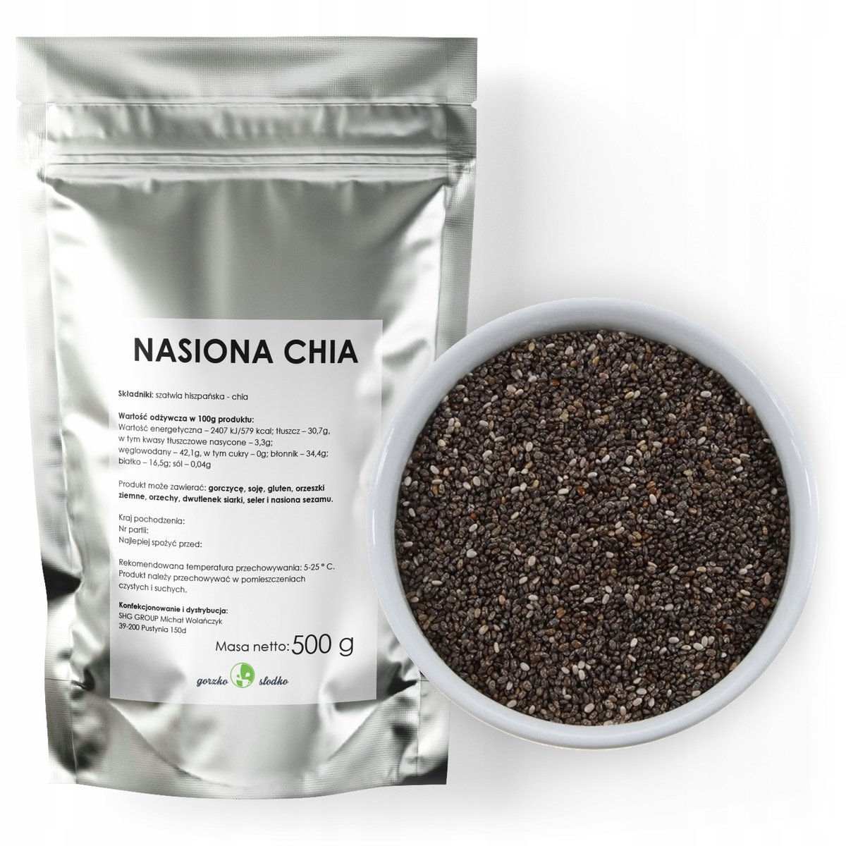 Nasiona Chia Szałwia Hiszpańska Nasiona 500G