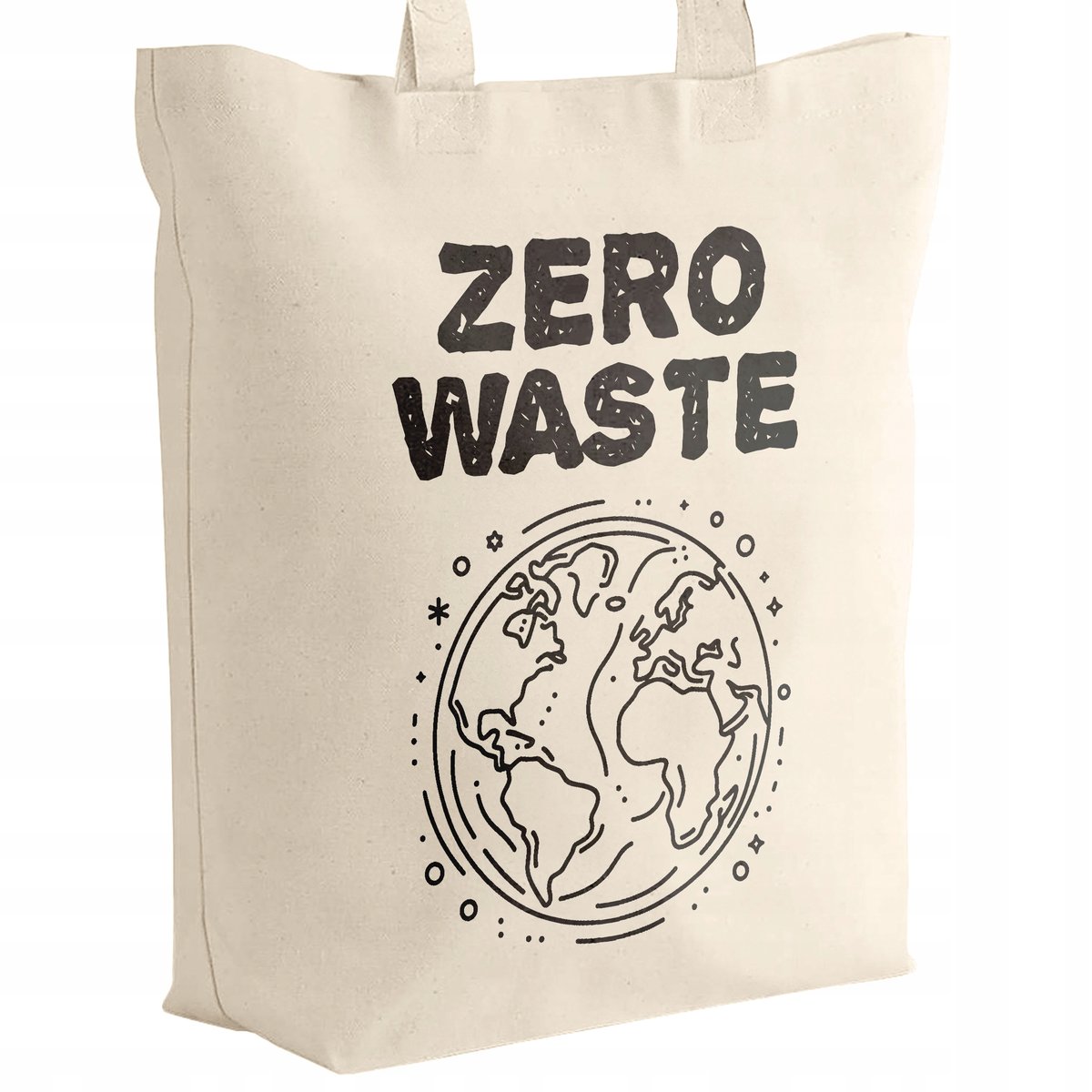Torba bawełniana z dnem materiałowa na zakupy Ekologia Ziemia ZERO WASTE