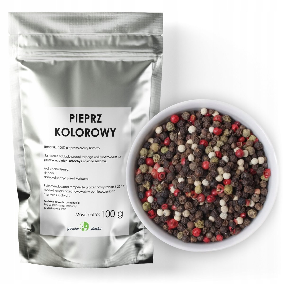 Pieprz Kolorowy Ziarnisty Aromatyczny Ziarno 100G