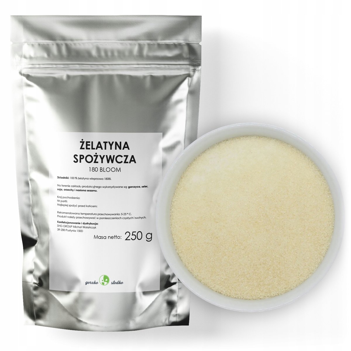 Żelatyna Spożywcza Wieprzowa 180Bl 250G
