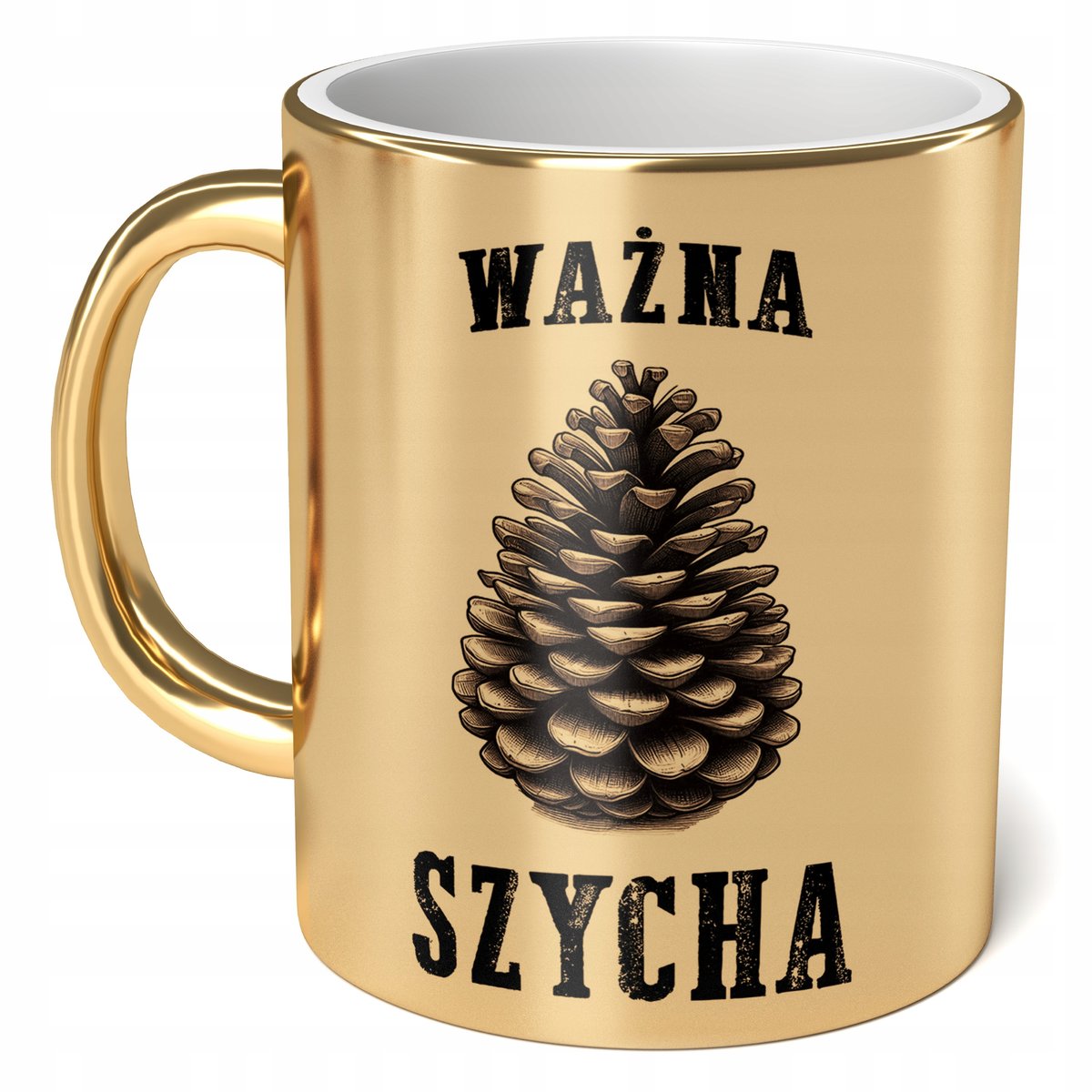 Kubek Złoty ceramiczny 330 ml Ważna Szycha Zabawny Prezent Upominek