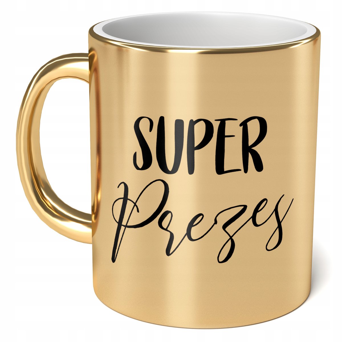 Kubek Złoty ceramiczny 330ml Super Prezes Dla Prezesa Prezent Upominek