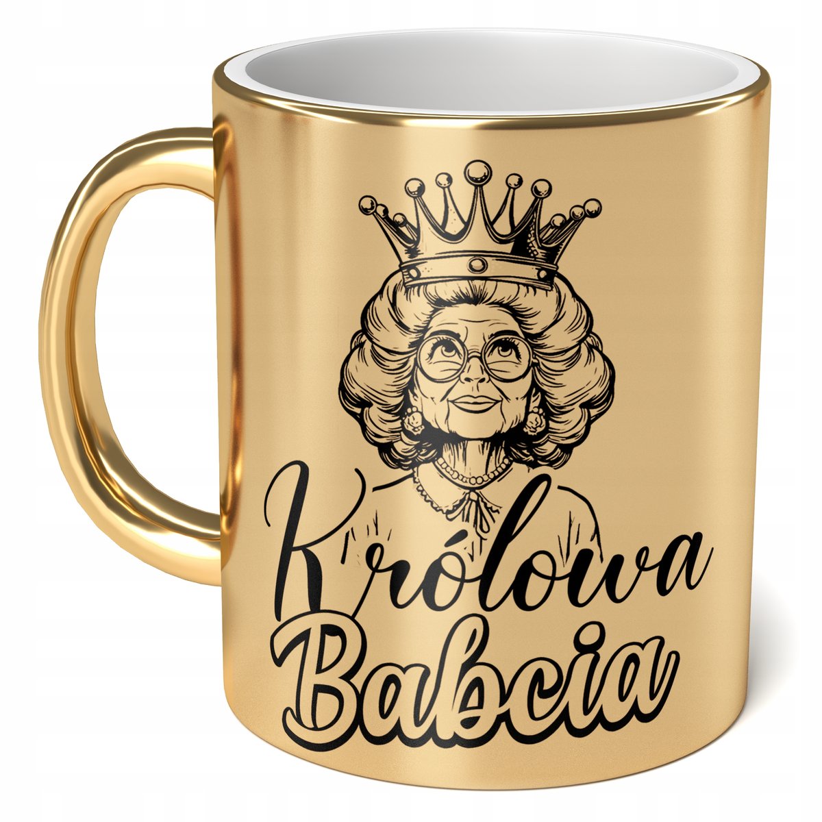 Kubek ceramiczny Złoty 330 ml Dzień Babci Prezent Upominek Królowa Babcia